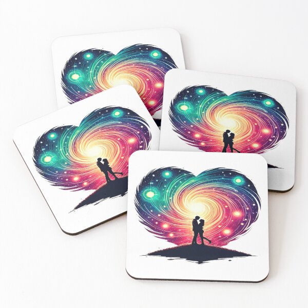 Item preview, Romantic Couple Embrace with Heart-Shaped Galaxy - Cosmic Night of Love designed and sold by KreaDesignOne.