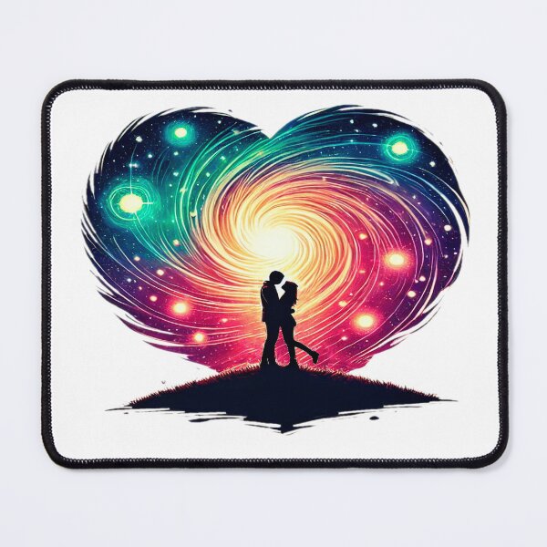 Item preview, Romantic Couple Embrace with Heart-Shaped Galaxy - Cosmic Night of Love designed and sold by KreaDesignOne.