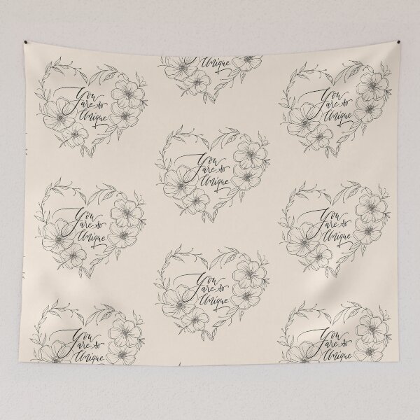 Item preview, Heart with flowers and saying. You are so unique. Love. designed and sold by Sandra Brezina.