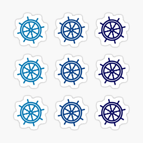 Item preview, Blue Nautical Ship Wheel sticker pack designed and sold by Croquis & Delight.