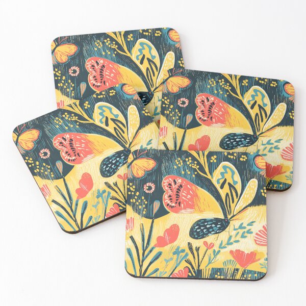 Item preview, Butterfly over the Farm - Mid Century Pastel designed and sold by TuncGK.