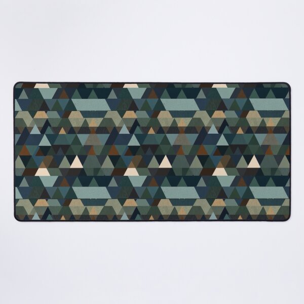 Item preview, A modern geometric pattern featuring an arrangement of triangles in shades of blue, brown, and green. designed and sold by Glam-OOTD.