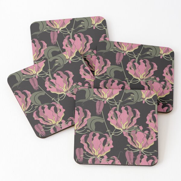 Item preview, Tropical Leaves and Floral Background - Fire Lily tropical Flowers - Seamless Pattern. designed and sold by MatyKotiv.