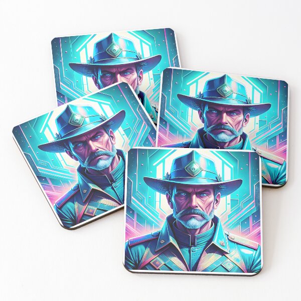 Item preview, Neon Cowboy Scenes Action Art Design Digital Colors designed and sold by ART ATTACK ZONE.