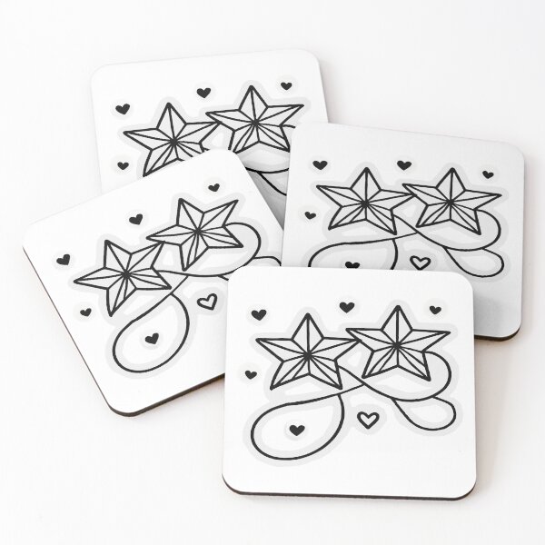 Item preview, Couple Stars with Geometric Patterns and Intertwined Ribbon - Symmetrical Heart Accents designed and sold by KreaDesignOne.