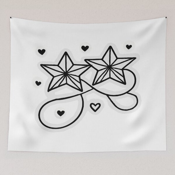 Item preview, Couple Stars with Geometric Patterns and Intertwined Ribbon - Symmetrical Heart Accents designed and sold by KreaDesignOne.