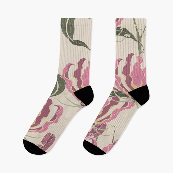 Item preview, Tropical Leaves and Floral Background - Pink Fire Lily tropical Flowers - Seamless Pattern. designed and sold by MatyKotiv.