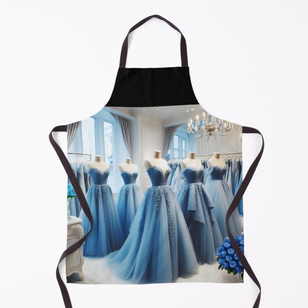 Item preview, Blue bridesmaid dresses in a wardrobe wedding salon wallart designed and sold by EmeraldeaArt.