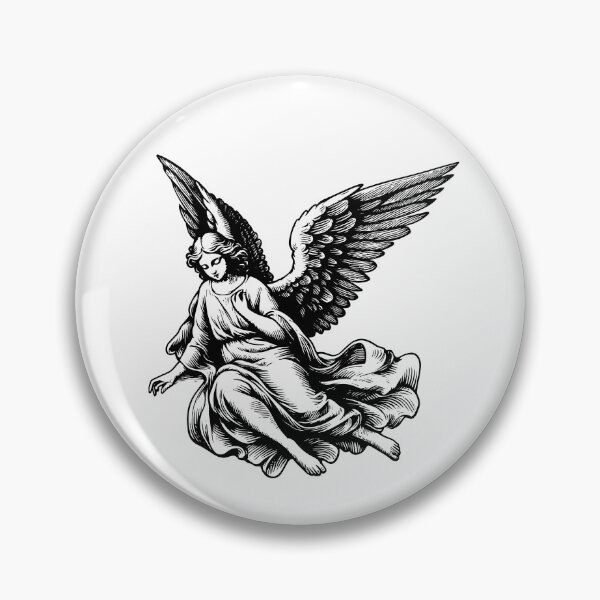 Item preview, Image of a black and white flying angel designed and sold by KasiaRawska.