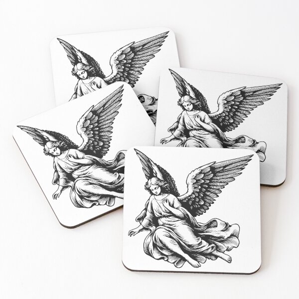 Item preview, Image of a black and white flying angel designed and sold by KasiaRawska.
