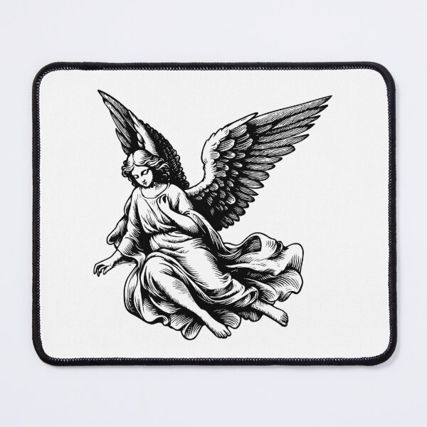 Item preview, Image of a black and white flying angel designed and sold by KasiaRawska.
