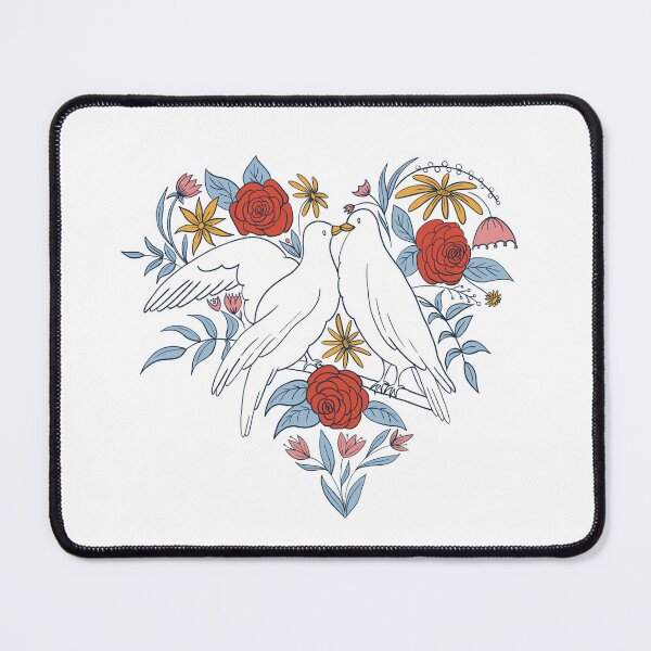 Item preview, Lovebirds with flowers, heart shape, Valentines Day, Love designed and sold by SimplySommerArt.