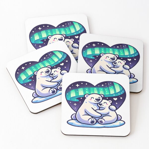 Item preview, Polar Bears Embracing on Ice with Arctic Aurora and Heart-Shaped Twilight Sky - Arctic Lovev designed and sold by KreaDesignOne.