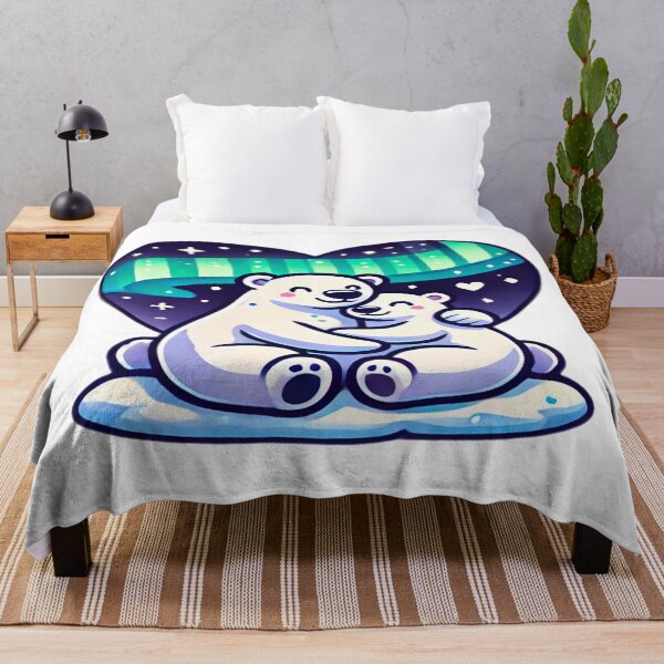 Item preview, Polar Bears Embracing on Ice with Arctic Aurora and Heart-Shaped Twilight Sky - Arctic Lovev designed and sold by KreaDesignOne.