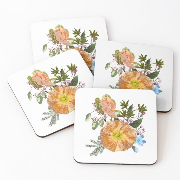 Item preview, Set of bouquets of orange, blue, and white poppy, bluebell, forget-me-not flowers. designed and sold by MatyKotiv.