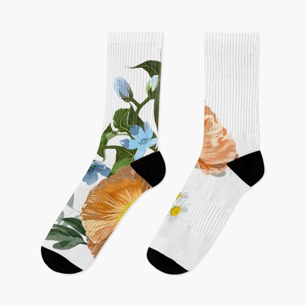 Item preview, Set of bouquets of orange, blue, and white poppy, bluebell, forget-me-not flowers, eucaliptus. designed and sold by MatyKotiv.