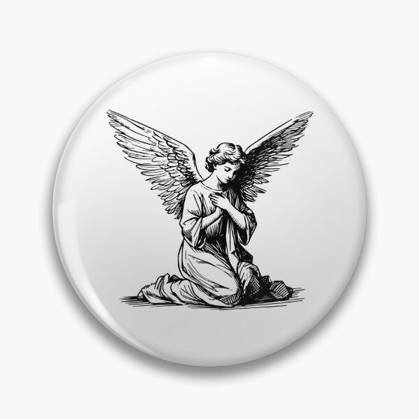 Item preview, Image of a black and white praying angel designed and sold by KasiaRawska.