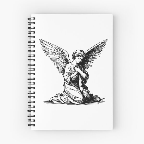 Item preview, Image of a black and white praying angel designed and sold by KasiaRawska.