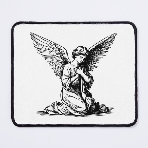 Item preview, Image of a black and white praying angel designed and sold by KasiaRawska.