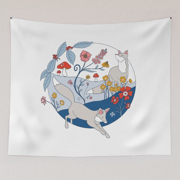 Item preview, Fox Valley, Folkart scene with foxes and flowers designed and sold by SimplySommerArt.