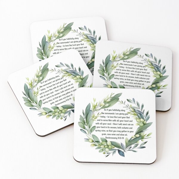 Item preview, Deuteronomy 11:13-14 - So if you faithfully obey the commands I am giving you - Olive wreath designed and sold by FlutterByH.
