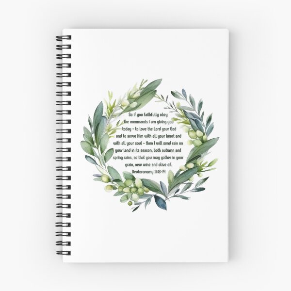 Item preview, Deuteronomy 11:13-14 - So if you faithfully obey the commands I am giving you - Olive wreath designed and sold by FlutterByH.