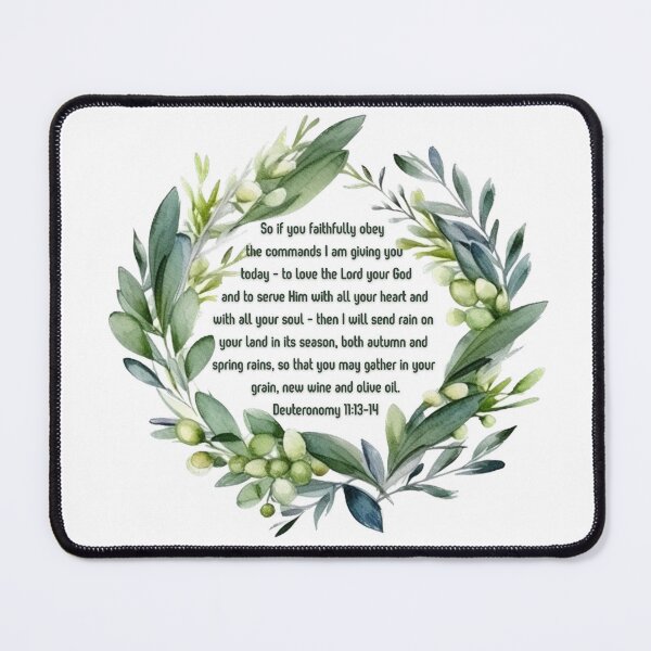 Item preview, Deuteronomy 11:13-14 - So if you faithfully obey the commands I am giving you - Olive wreath designed and sold by FlutterByH.