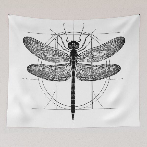 Item preview, Dragonfly in Skeletal Form using Sacred Geometry - Black designed and sold by LabMandala.