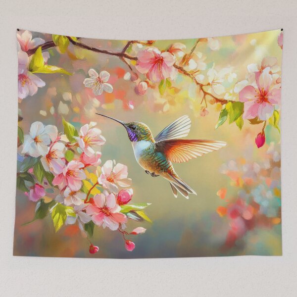 Item preview, Enchanting Hummingbird and Spring Blossoms Painting  designed and sold by MargaretWiktor.