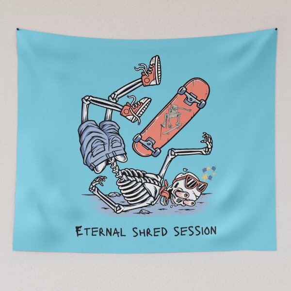Item preview, Eternal Shred Session - Skateboarding Skeleton - Black Text designed and sold by FaeryNuff.