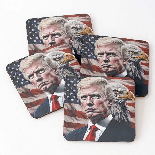 Item preview, Donald Trump with American Flag & Eagle: Patriotic Symbolism designed and sold by andrew758.