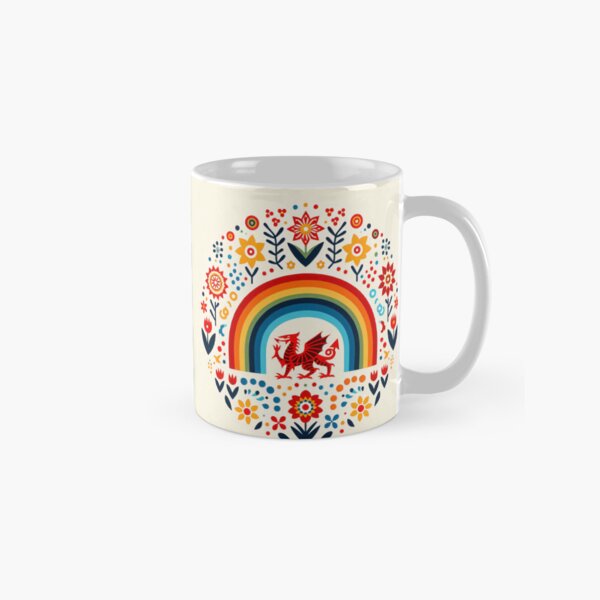 Item preview, Rainbow Scandinavian Folk Art - Colourful Welsh Dragon Design by heidiannemorris designed and sold by FOLK ART FUSION by heidiannemorris.