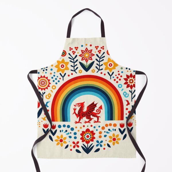 Item preview, Rainbow Scandinavian Folk Art - Colourful Welsh Dragon Design by heidiannemorris designed and sold by FOLK ART FUSION by heidiannemorris.