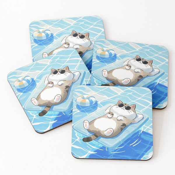 Item preview, The cat is floating comfortably in the swimming pool designed and sold by ItsBubbleTea.