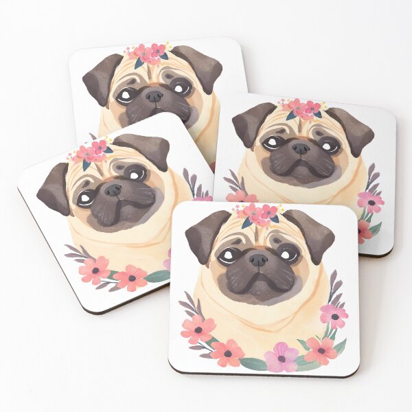 Item preview, Pug con flores designed and sold by Gioia-JJ.