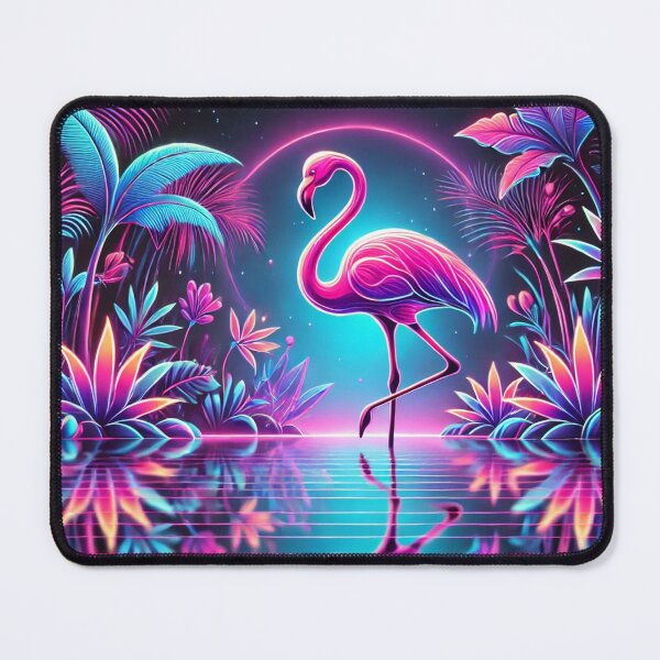 Item preview, Neon Flamingo in a Tropical Lagoon – Vibrant Exotic Art designed and sold by VividWilds.