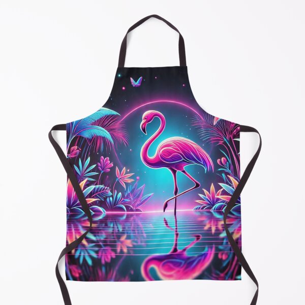 Item preview, Neon Flamingo in a Tropical Lagoon – Vibrant Exotic Art designed and sold by VividWilds.