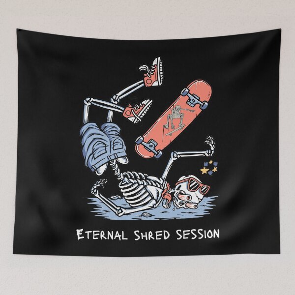 Item preview, Eternal Shred Session - Esqueleto de skate - Texto blanco designed and sold by FaeryNuff.