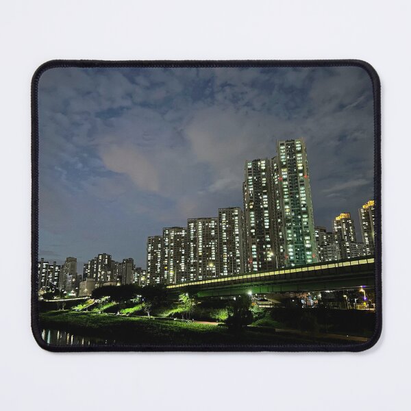 Item preview, Korean Apartments at Night Along a Stream | Seoul City Lights designed and sold by YemmyZImages.