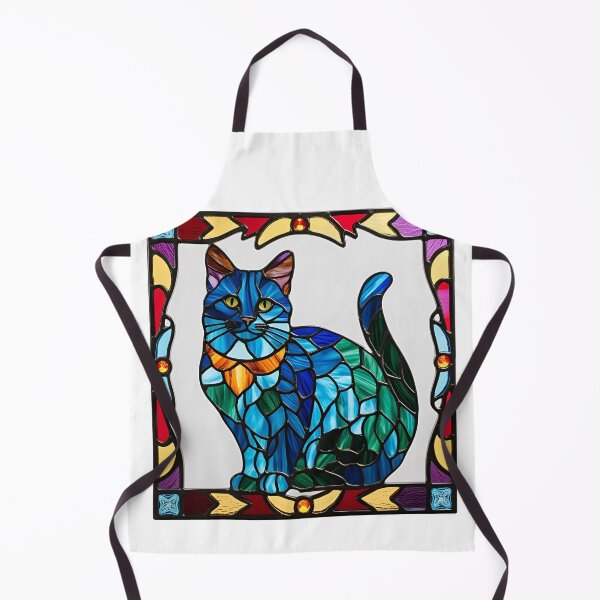 Item preview, Stained Glass Cat Window – A Mesmerizing Blend of Blue, Green & Brown designed and sold by Fredster1966.