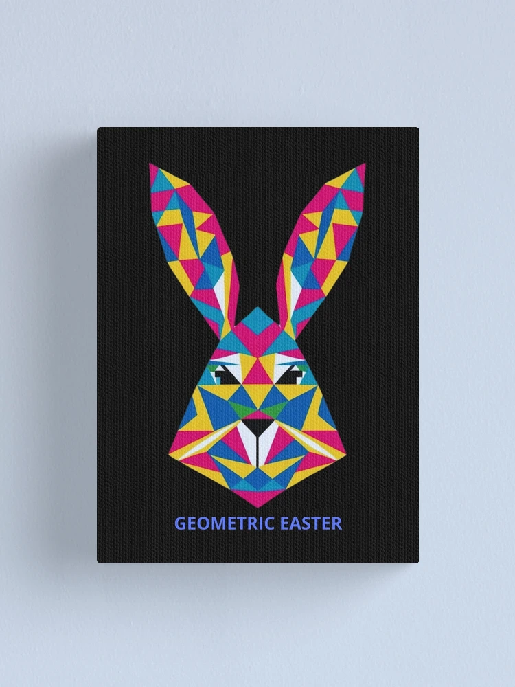 Thumbnail 1 of 3, Canvas Print, Geometric Rabbit Portrait designed and sold by likeforcode.