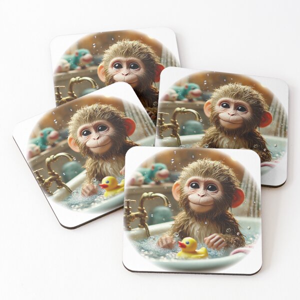 Item preview, monkey in the bathtub designed and sold by Guryl Michal Designs.