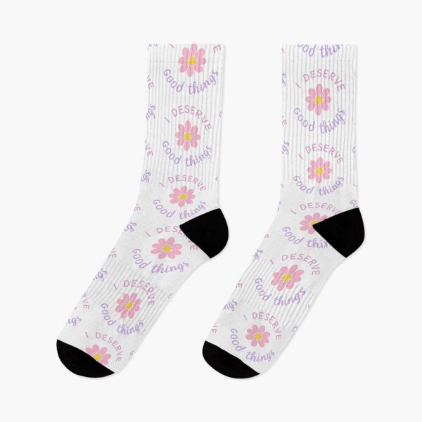 Item preview, Minimalist Pastel Flower Black Background I Deserve Good Things Uplifting Self Care Mental Wellness Empowerment designed and sold by zoughlal.