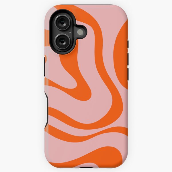 Aperçu de l'œuvre Motif abstrait tourbillonnant liquide rétro moderne rose et orange créée et vendue par kierkegaard.
