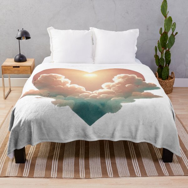 Item preview, Ethereal Heart Cloudscape with Glowing Sun - Cloud Love and Tranquil Dreamscape designed and sold by KreaDesignOne.