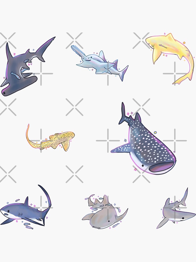 Thumbnail 3 of 3, Sticker, shark pack illustration designed and sold by Mayarartsy.