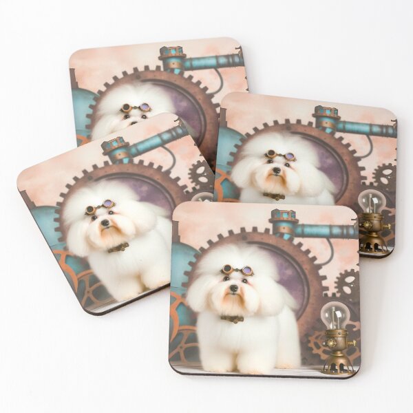 Item preview, Steampunk Bolognese Dog in Gears designed and sold by Sillytoe.