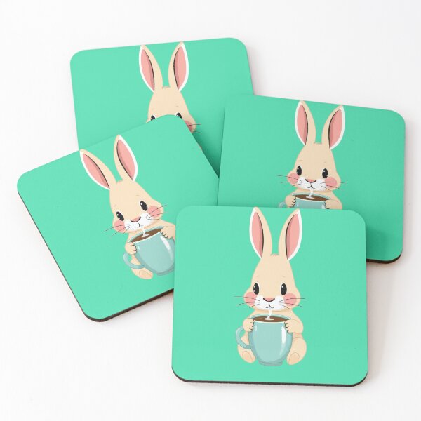 Item preview, Cute bunny drinking coffee designed and sold by ROOTS & SOUL.