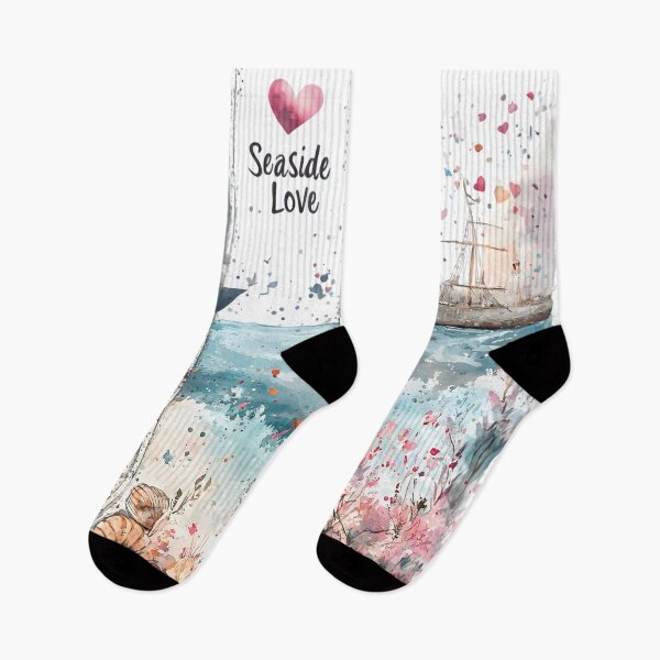 Item preview,  Seaside Love - Romantic Valentine's Day Watercolor Illustration with Heart Balloons & Ocean Vibes designed and sold by AnnDesignStudio.