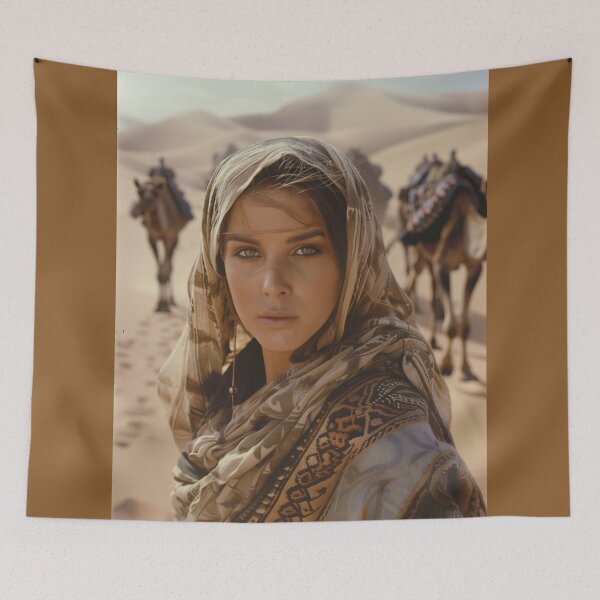 Item preview, Caravan Leader – A Fearless Woman Guiding the Desert Journey designed and sold by ArtVibeCo.
